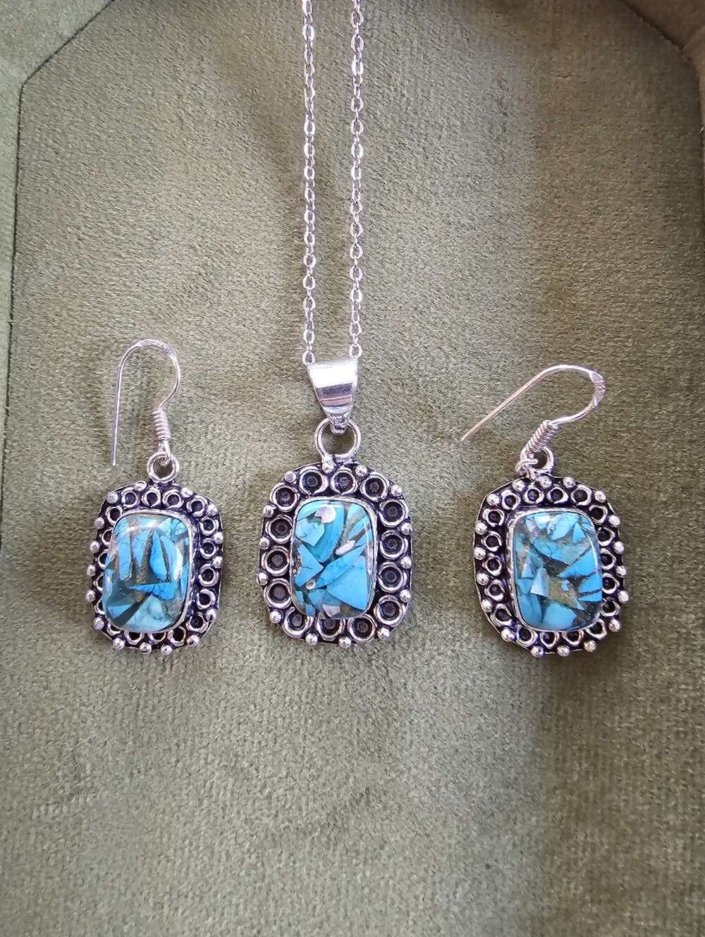 Silver Plated Pendant And Earring Set